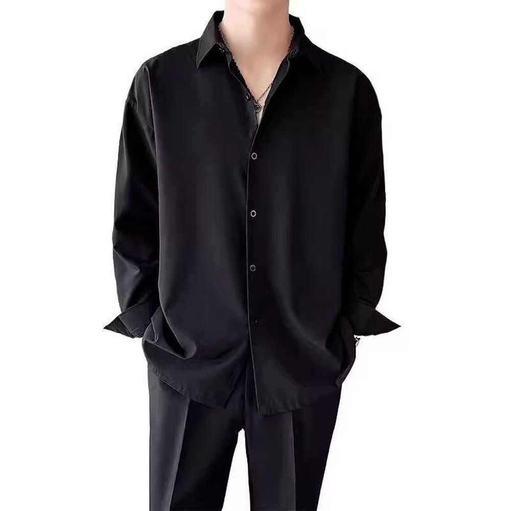 Men's Drapey Ice Silk Short-sleeved Wrinkle-resistant Shirt